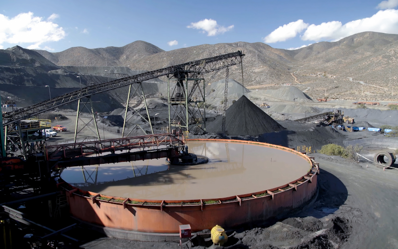 Clarifier structure being cleaned and prepared for removal.