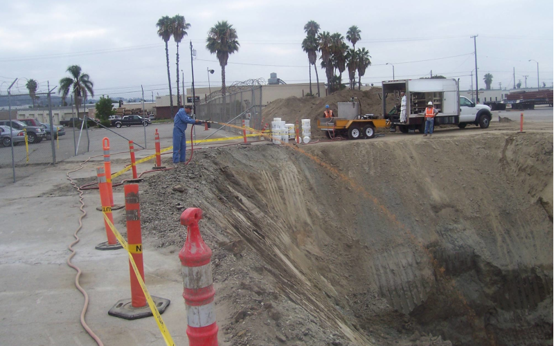 Backfilled UST excavation with restored surface.